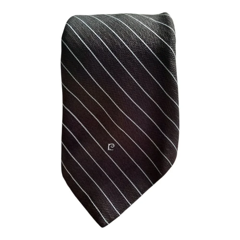 Pierre Cardin Elegant Black and White Striped Tie